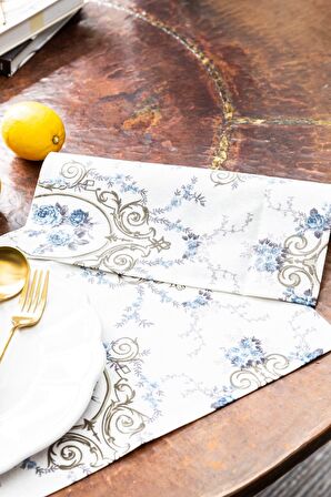 Arma House Vintage 30x45 cm Dikdörtgen Çok Renkli Silinebilir Desenli Amerikan Servis Takımı 2 Kişilik