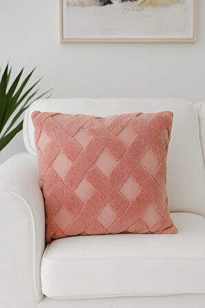 1 Adet Pembe Çizgili Pofuduk Kırılent Kılıfı 42x42 cm 