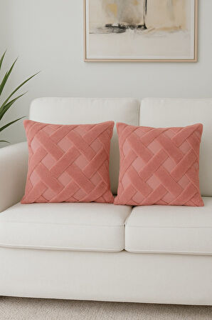 1 Adet Pembe Çizgili Pofuduk Kırılent Kılıfı 42x42 cm 