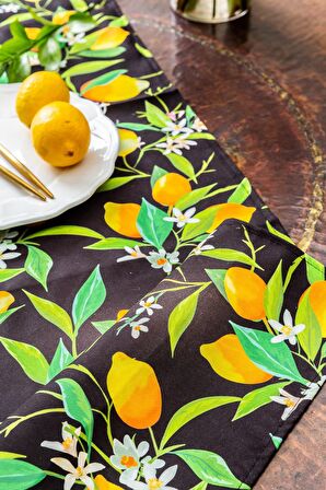 Black Lemon Duck Keten Runner  40 x 140