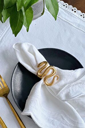 6'lı Lüx Yılan Gold Peçete Yüzüğü 