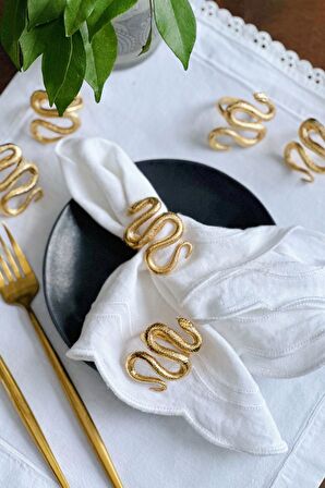 6'lı Lüx Yılan Gold Peçete Yüzüğü 