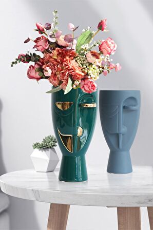 Lüx Modern Art Nordic Mavi Yüzlü Vazo & Biblo (9)