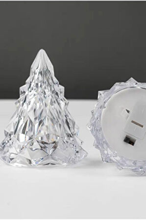 2'li Kristal  Görünümlü Çam Ağacı Led Işık