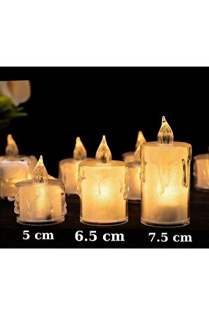 3'lü Pilli Dekoratif Simli Led mum 6.5 cm 