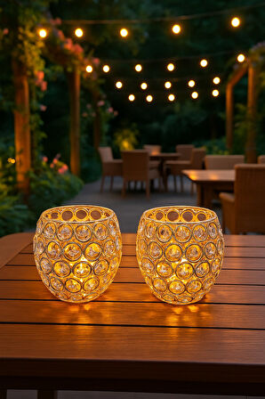 2'li Şık Masa Üstü Led Mum Seti & Dumansız Alevli Led Dekoratif Yapay Mum Dekor Işığı 8 cm