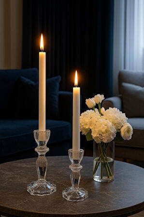 2’li Kristal Cam Şamdan Seti