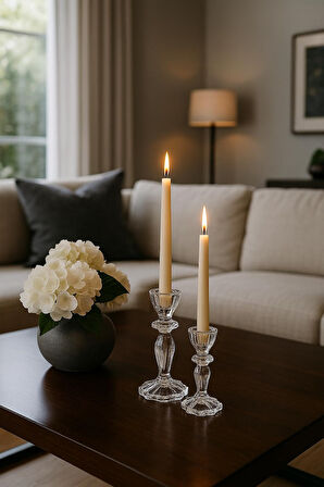 2’li Kristal Cam Şamdan Seti