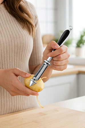 Lux Paslanmaz Ultra Keskin Çelik Sebze Meyve Soyacağı