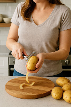 Lux Paslanmaz Ultra Keskin Çelik Sebze Meyve Soyacağı