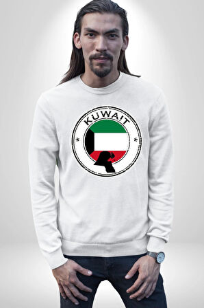 Kuveyt Bayrağı Kadın Erkek Beyaz Sweatshirt 