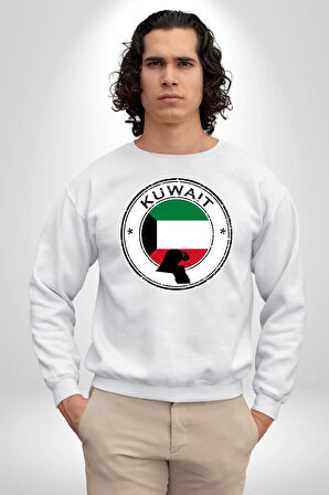 Kuveyt Bayrağı Kadın Erkek Beyaz Sweatshirt 