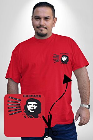 Che Guevara  Kırmızı Büyük Beden Kadın Basic Minimal Baskılı Tişört