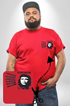 Che Guevara  Kırmızı Büyük Beden Kadın Basic Minimal Baskılı Tişört