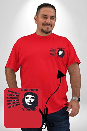 Che Guevara  Kırmızı Büyük Beden Kadın Basic Minimal Baskılı Tişört