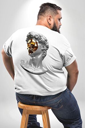 Modern Sanat Apollo Büyük Beden Beyaz Tişört Kadın Erkek Ünisex Sırt Baskılı