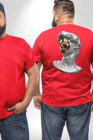 Modern Sanat Apollo Büyük Beden Kırmızı Tişört Kadın Erkek Ünisex Sırt Baskılı