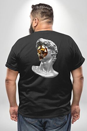 Modern Sanat Apollo Büyük Beden Siyah Tişört Kadın Erkek Ünisex Sırt Baskılı