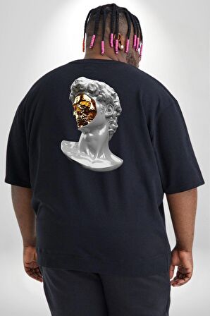 Modern Sanat Apollo Büyük Beden Siyah Tişört Kadın Erkek Ünisex Sırt Baskılı