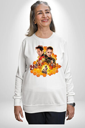 Antman ve Wasp  Kadın Erkek Beyaz Sweatshirt 