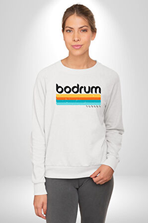 Bodrum Türkiye Kadın Erkek Beyaz Sweatshirt 