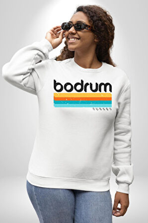 Bodrum Türkiye Kadın Erkek Beyaz Sweatshirt 