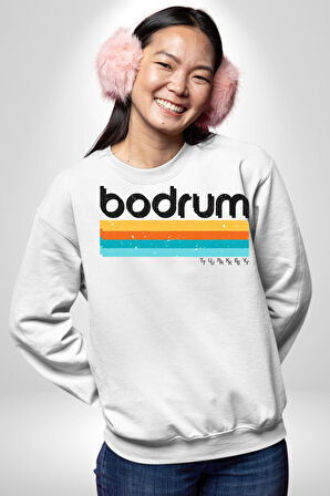 Bodrum Türkiye Kadın Erkek Beyaz Sweatshirt 