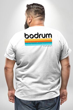 Bodrum Türkiye Büyük Beden Beyaz Tişört Kadın Erkek Ünisex Sırt Baskılı