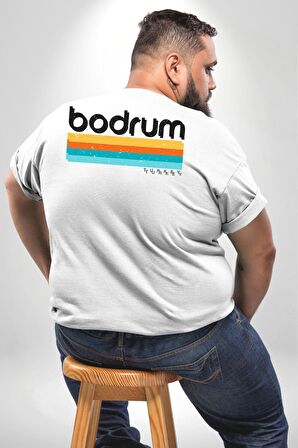 Bodrum Türkiye Büyük Beden Beyaz Tişört Kadın Erkek Ünisex Sırt Baskılı