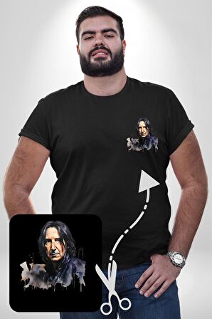 Severus Snape Sulu Boya Siyah Büyük Beden Kadın Basic Minimal Baskılı Tişört