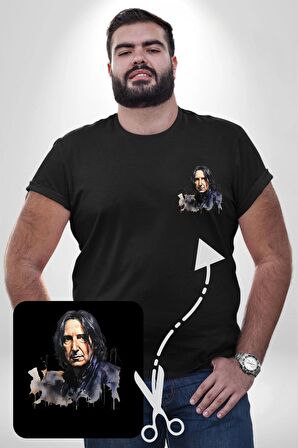 Severus Snape Sulu Boya Siyah Büyük Beden Kadın Basic Minimal Baskılı Tişört