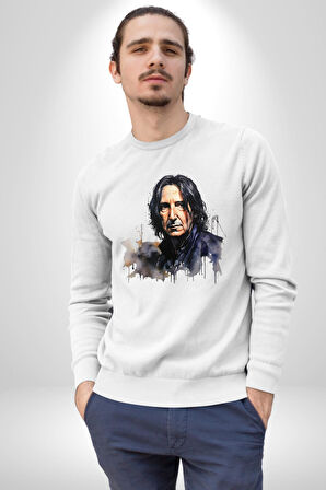 Severus Snape Sulu Boya Kadın Erkek Beyaz Sweatshirt 