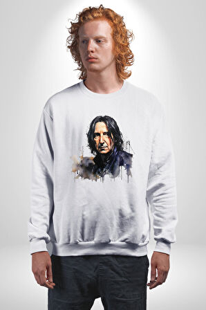 Severus Snape Sulu Boya Kadın Erkek Beyaz Sweatshirt 