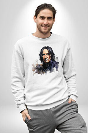 Severus Snape Sulu Boya Kadın Erkek Beyaz Sweatshirt 