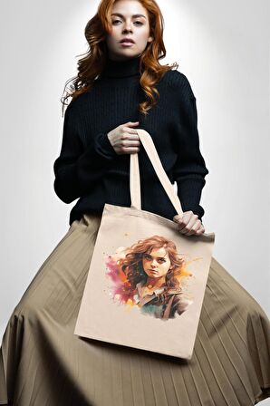 Hermione Granger Harry Potter 35X40 Kadın Erkek Çocuk Ekru Ham Bez Çanta