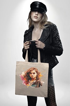 Hermione Granger Harry Potter 35X40 Kadın Erkek Çocuk Ekru Ham Bez Çanta