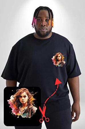 Hermione Granger Harry Potter Siyah Büyük Beden Kadın Basic Minimal Baskılı Tişört