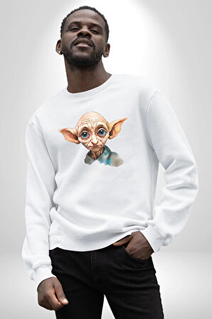 Dobby Elf Harry Potter Sulu Boya Kadın Erkek Beyaz Sweatshirt 
