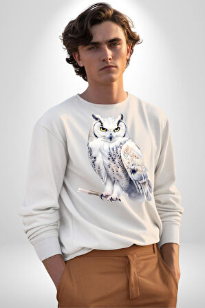 Beyaz Baykuş Harry Potter Posta  Kadın Erkek Beyaz Sweatshirt 