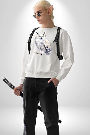 Beyaz Baykuş Harry Potter Posta  Kadın Erkek Beyaz Sweatshirt 