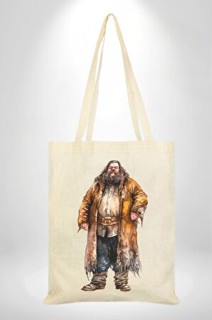 Rubeus Hagrid Harry Potter Karakteri  35X40 Kadın Erkek Çocuk Ekru Ham Bez Çanta