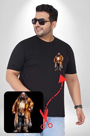 Rubeus Hagrid Harry Potter Karakteri  Siyah Büyük Beden Kadın Basic Minimal Baskılı Tişört