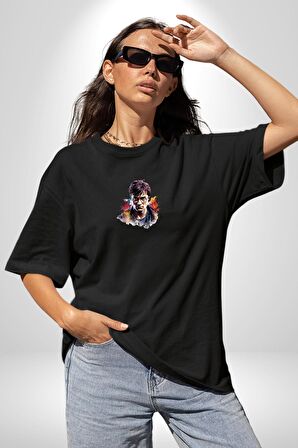 Harry Potter Sinema Siyah Oversize Kadın Erkek Ön Orta Minimal Baskılı Tişört