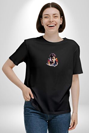 Harry Potter Sinema Siyah Oversize Kadın Erkek Ön Orta Minimal Baskılı Tişört