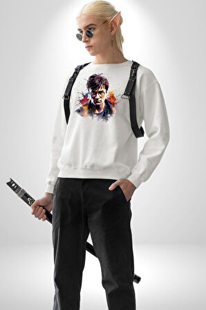 Harry Potter Sinema Kadın Erkek Beyaz Sweatshirt 