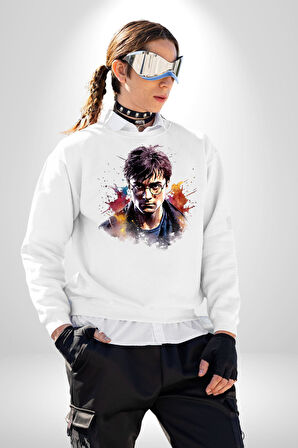 Harry Potter Sinema Kadın Erkek Beyaz Sweatshirt 