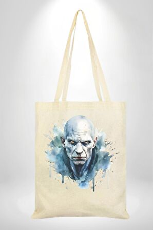 Lord Voldemort Sulu Boya 35X40 Kadın Erkek Çocuk Ekru Ham Bez Çanta