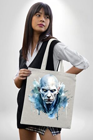 Lord Voldemort Sulu Boya 35X40 Kadın Erkek Çocuk Ekru Ham Bez Çanta