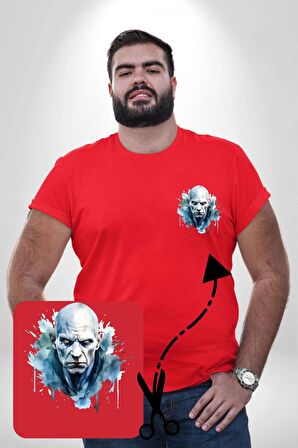 Lord Voldemort Sulu Boya Kırmızı Büyük Beden Kadın Basic Minimal Baskılı Tişört