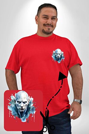 Lord Voldemort Sulu Boya Kırmızı Büyük Beden Kadın Basic Minimal Baskılı Tişört